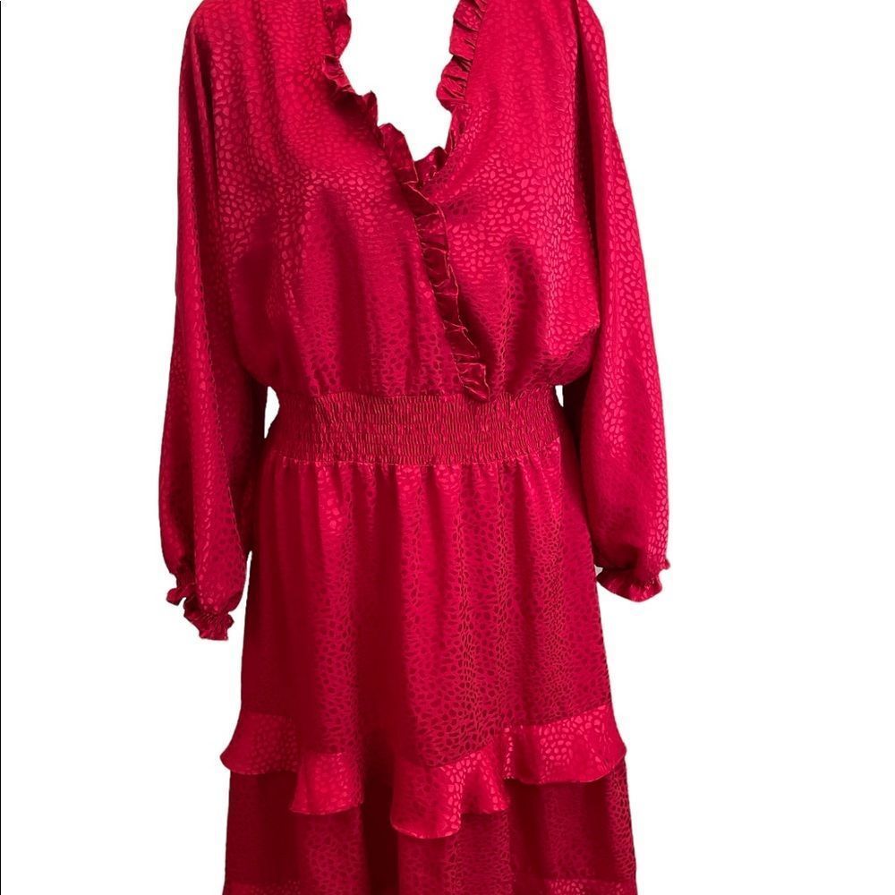 Emma & Michele Red Ruffle Flattering Dress Valentines